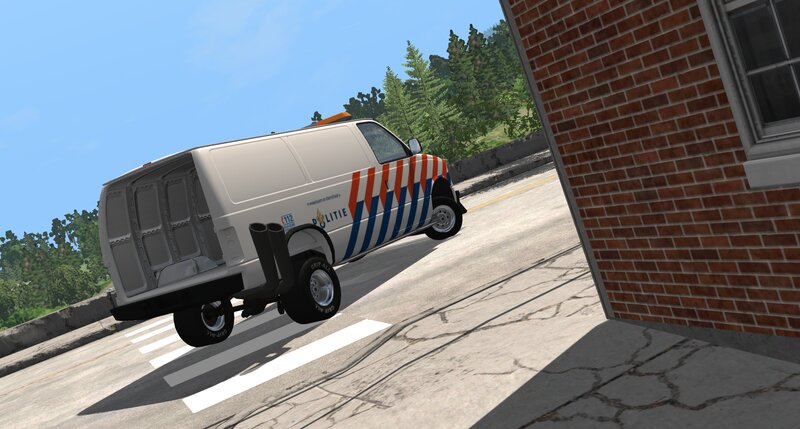 Police Van in Mid-air