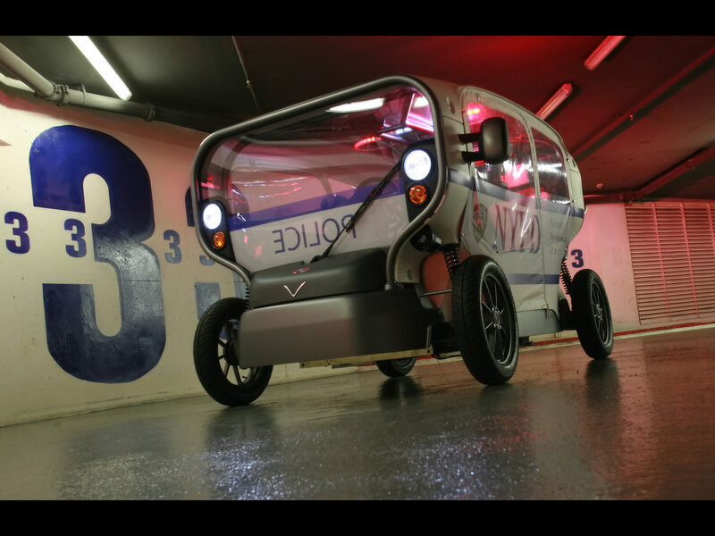 Police vehicle in underground garage
