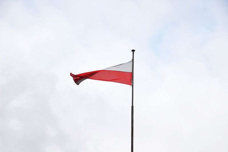 Polish Flag on Pole