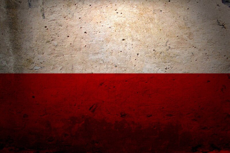 Polish flag on textured wall