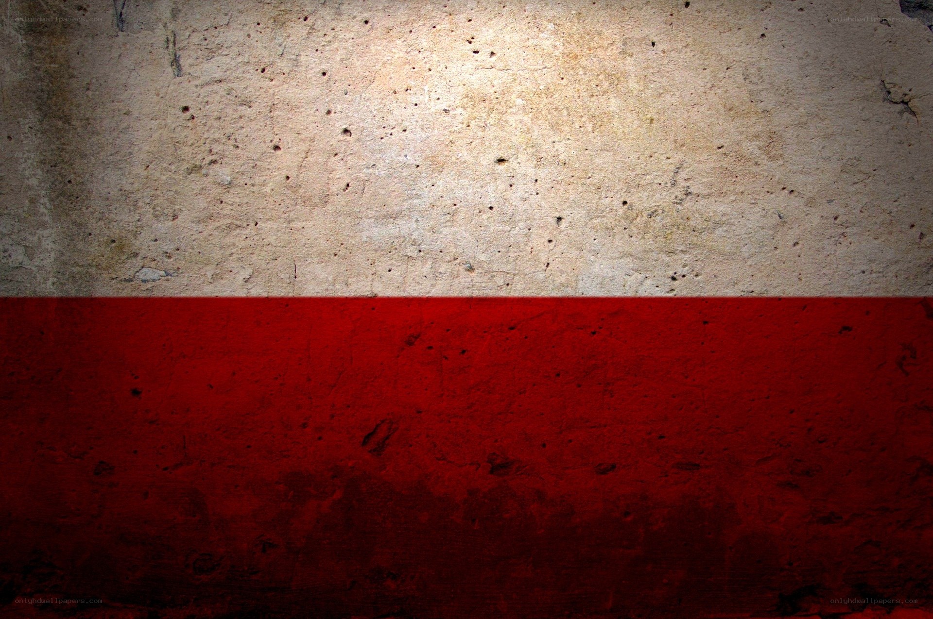Polish flag on textured wall
