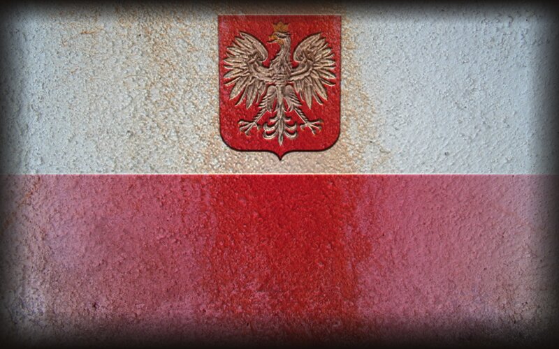 Polish Flag on Wall — Red, Neutral, Photograph