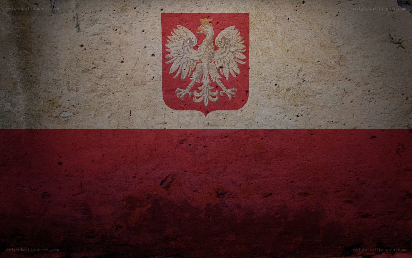 Polish flag on weathered wall
