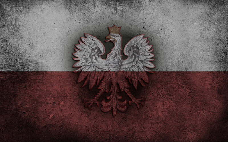 Polish flag with eagle emblem