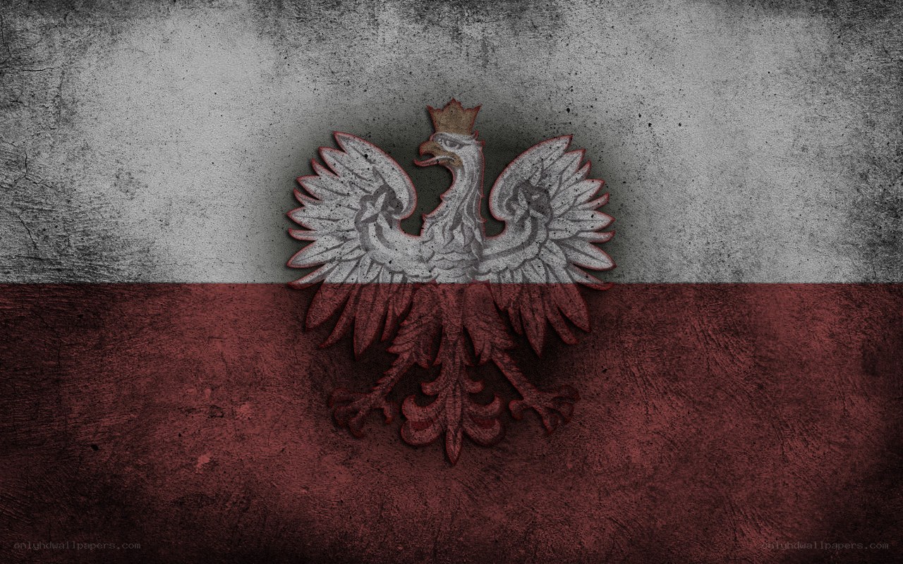 Polish flag with eagle emblem