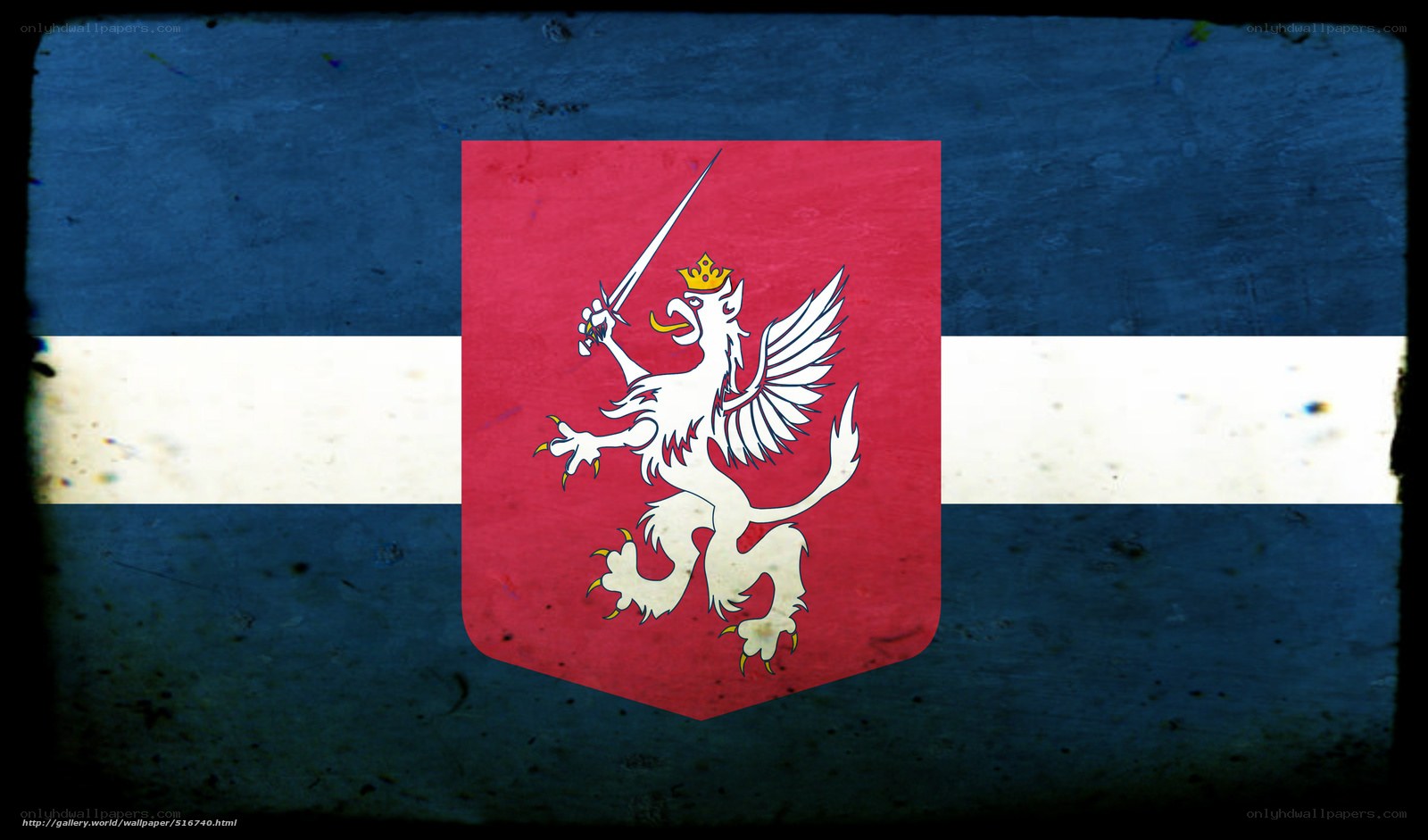 Polish flag with griffin emblem
