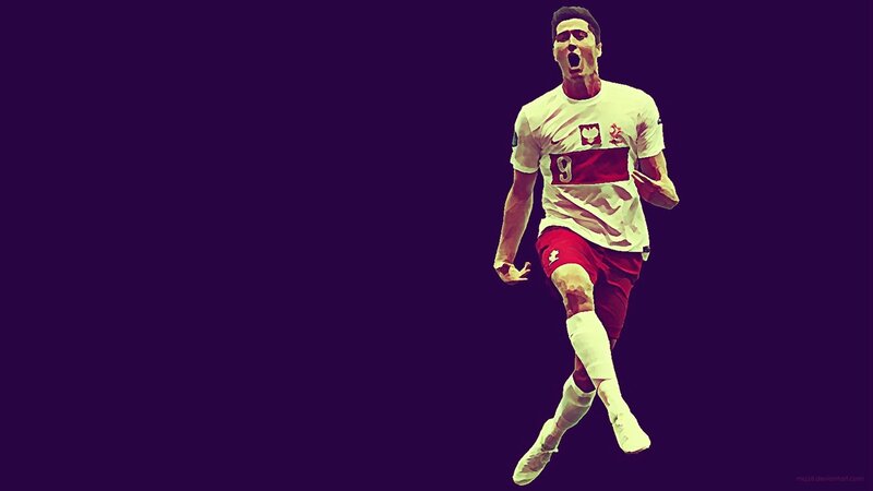 Polish football player celebrating