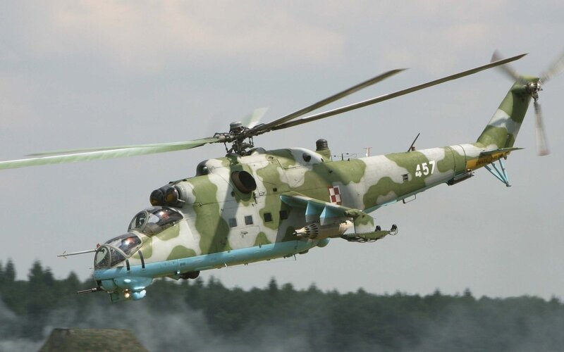 Polish military helicopter in flight