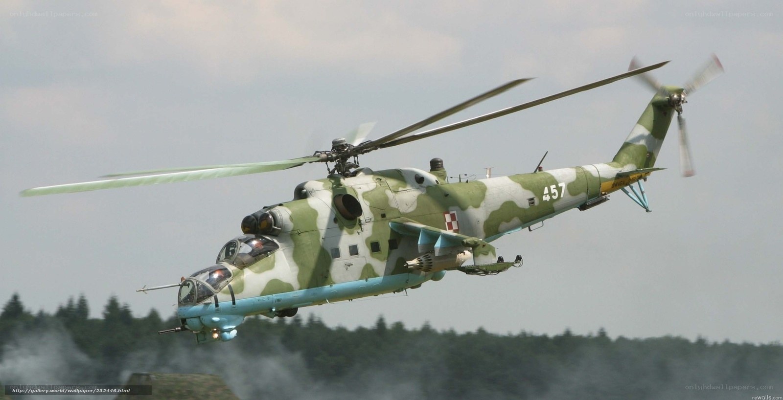 Polish military helicopter in flight