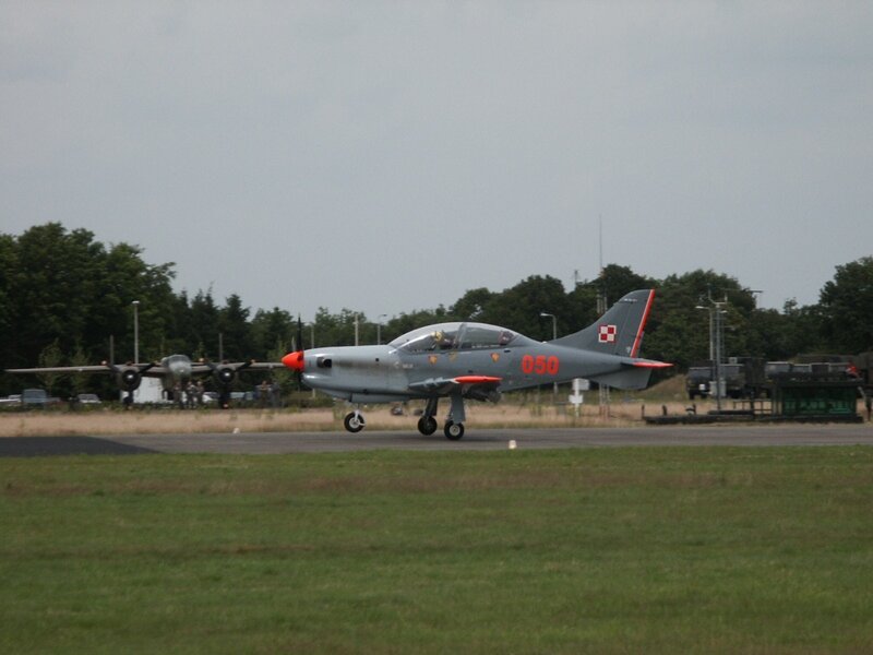 Polish military trainer aircraft on runway