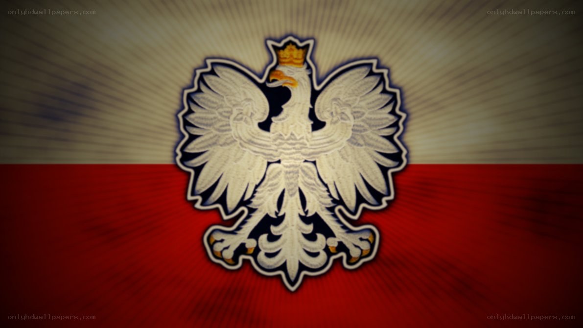 Polish national emblem on flag