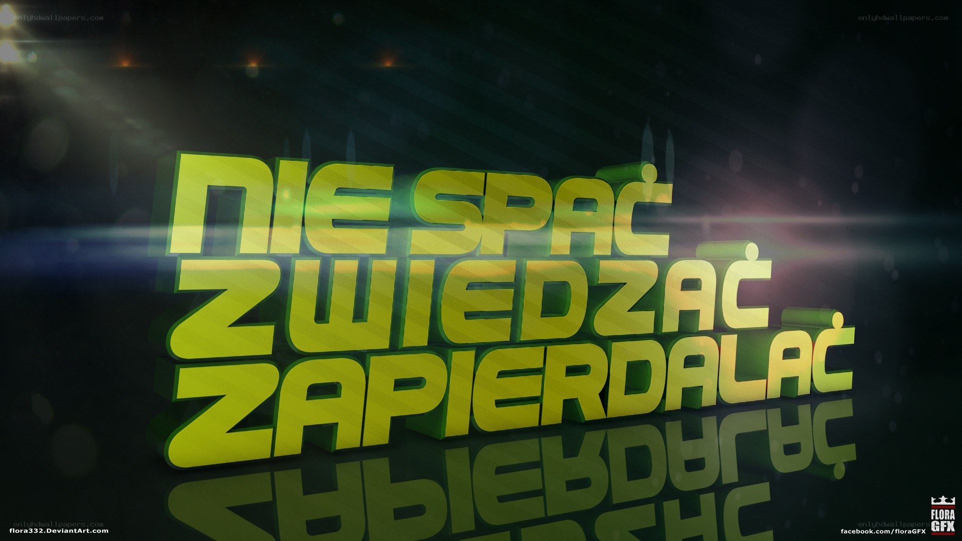Polish text graphic with lens flare