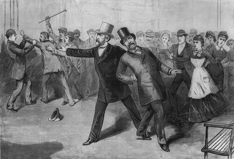 Political brawl in a hall