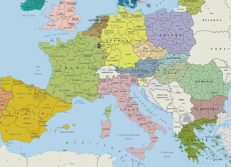 Political Map of Europe — Green, Neutral