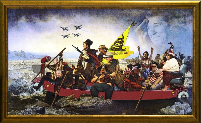 Political satire boat scene