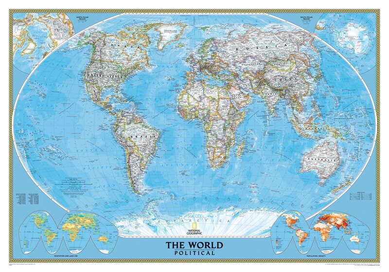 Political World Map — Blue