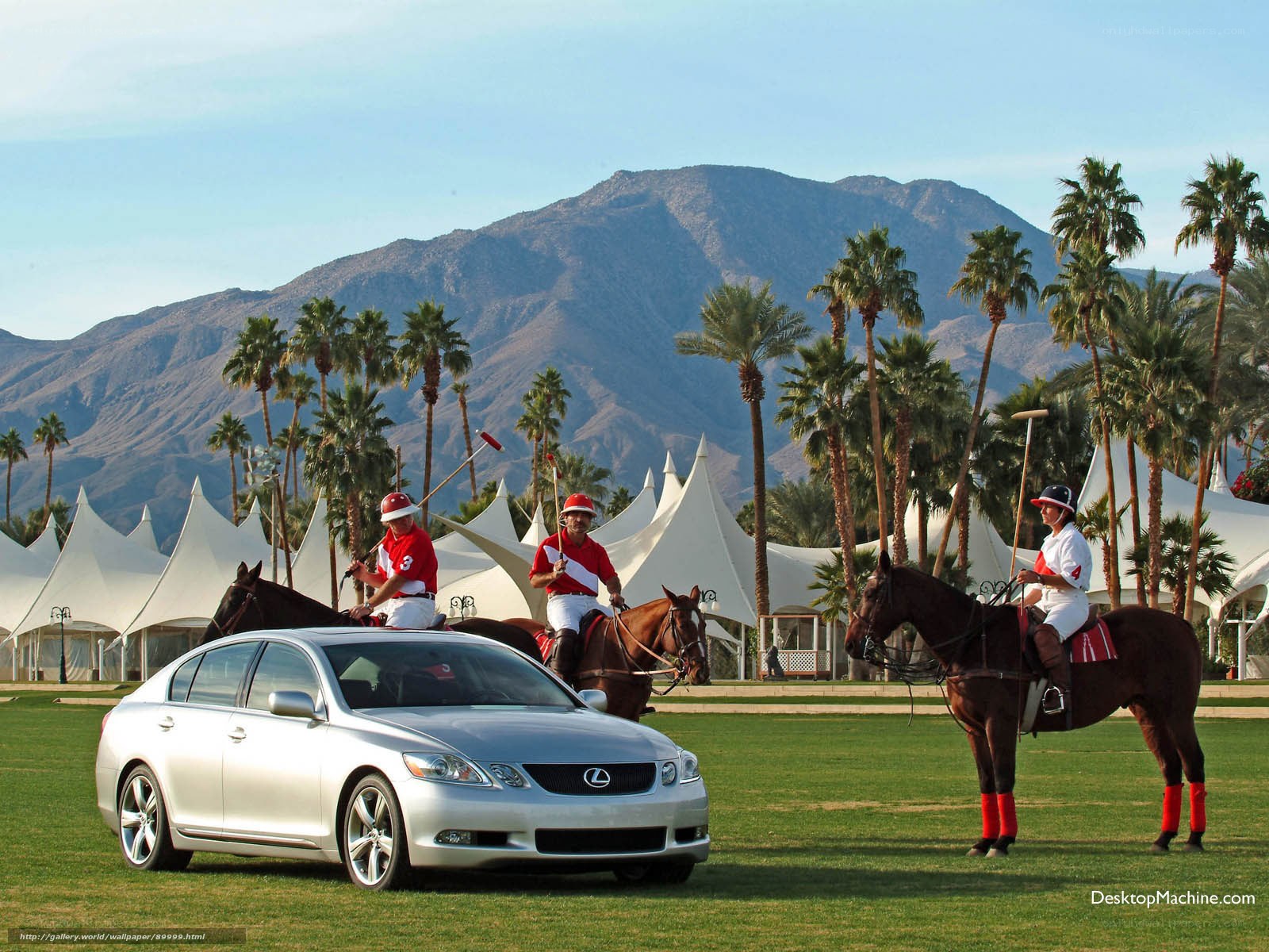 Polo players with Lexus car