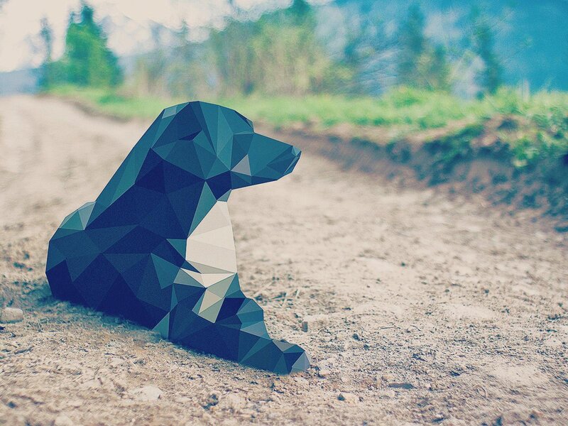 Polygonal Dog Sculpture