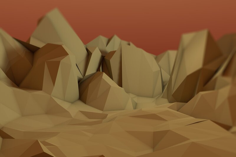 Polygonal Mountain Landscape — Brown