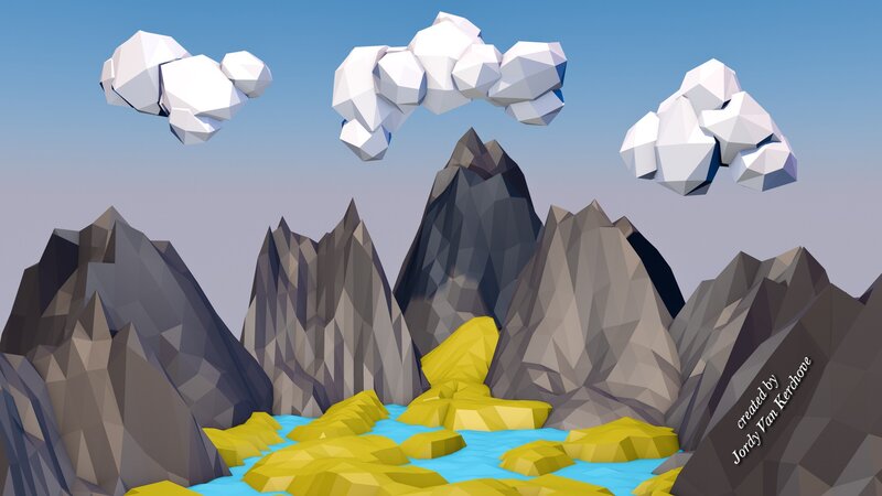 Polygonal Mountainscape — Gray
