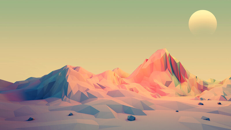 Polygonal Mountainscape — Pink