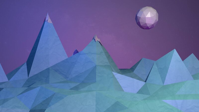 Polygonal Mountainscape — Purple