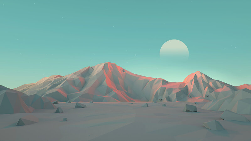 Polygonal Mountainscape — Teal