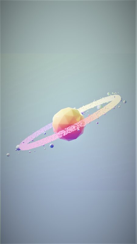 Polygonal Planet with Rings — Pink