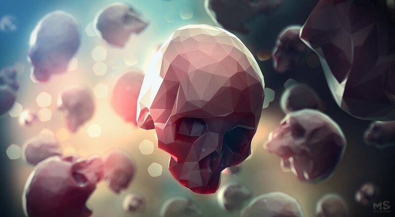 Polygonal Skulls Floating
