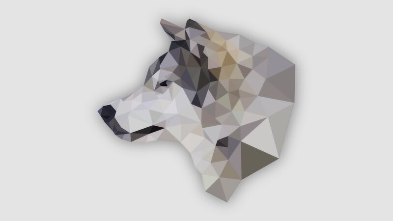 Polygonal Wolf Head — Gray