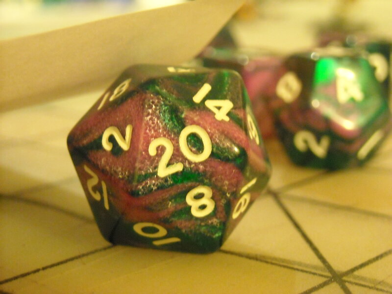 polyhedral dice on a grid