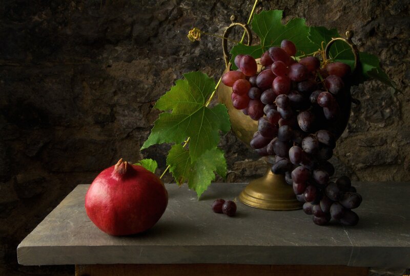Pomegranate and Grapes — Red