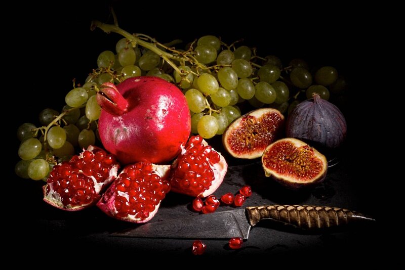 Pomegranate and Grapes