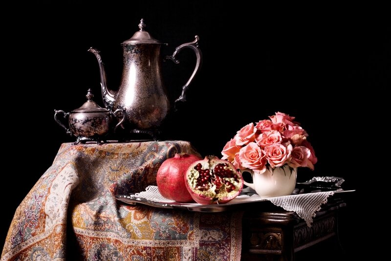 Pomegranate and Roses — Black