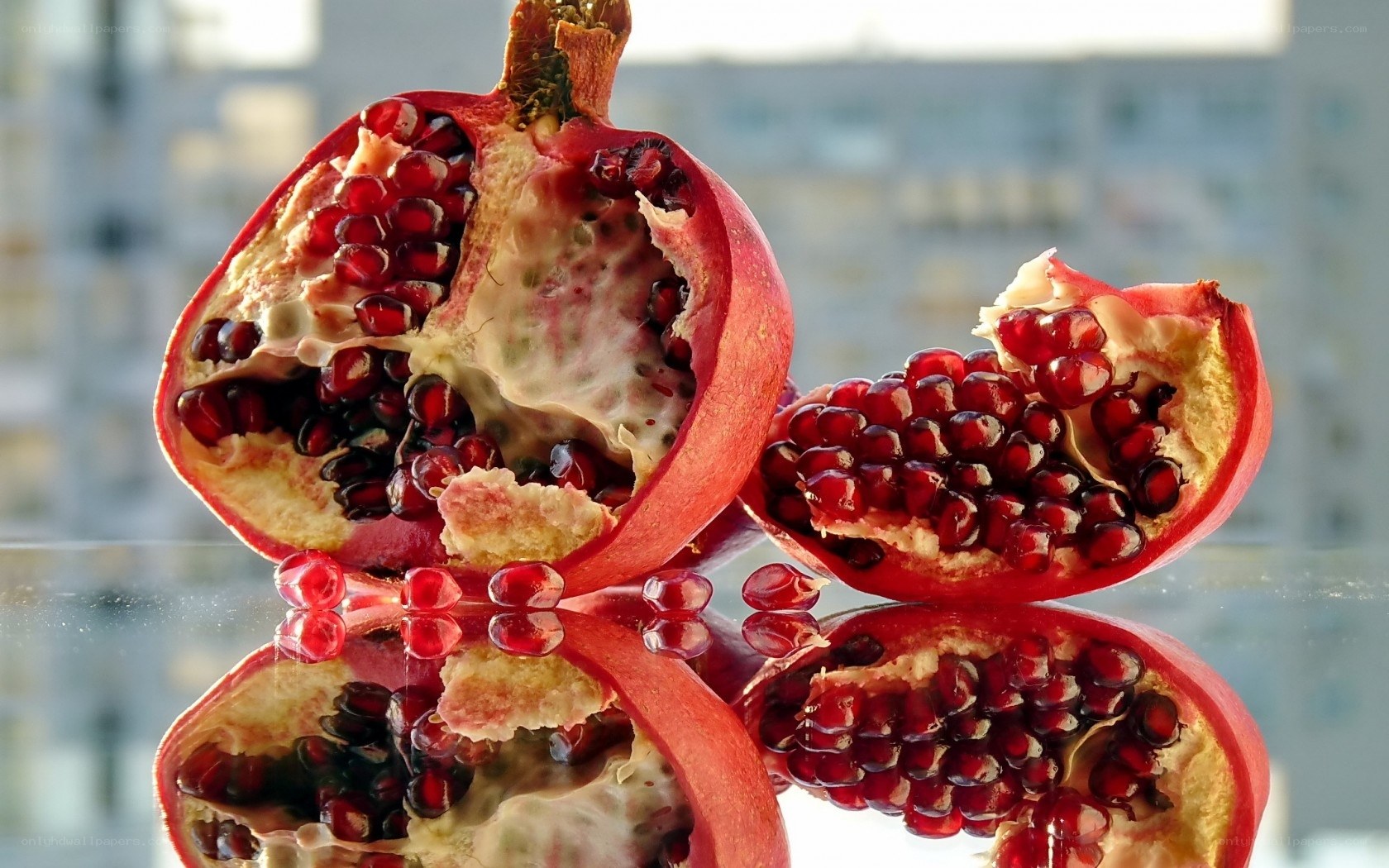 Pomegranate cut in half