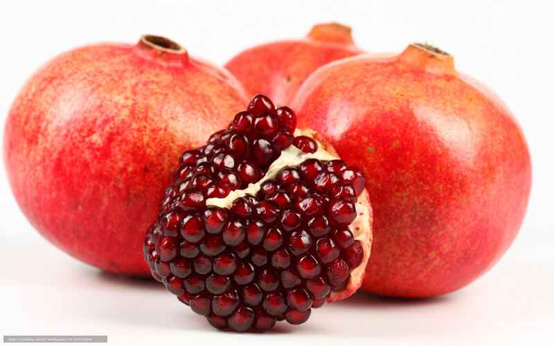Pomegranate Fruit — Red, Neutral, Photograph, Seeds, White Background