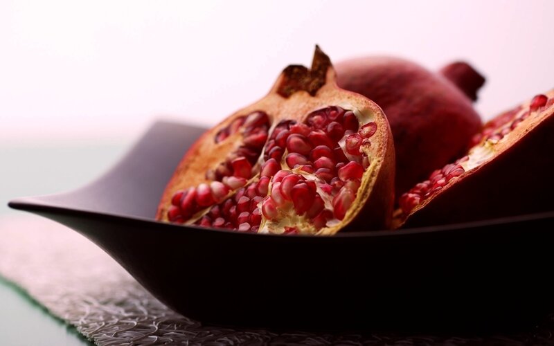 Pomegranate in Bowl — Red
