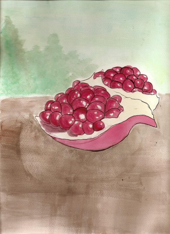 Pomegranate on Table