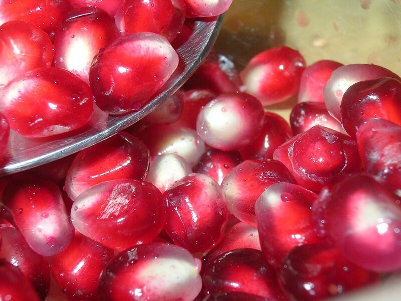 Pomegranate seeds in a bowl