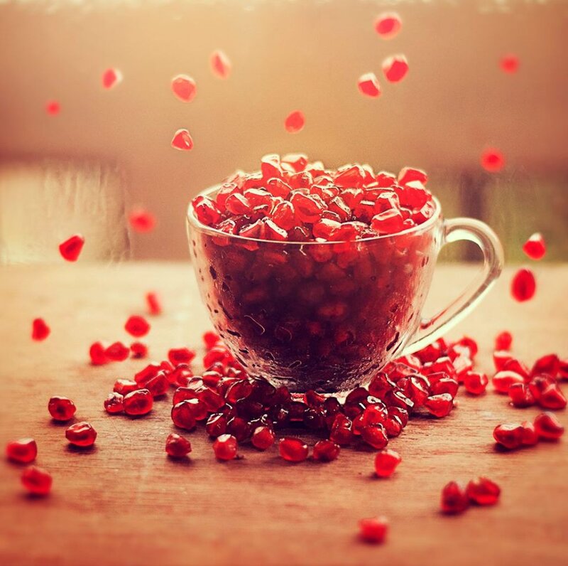 Pomegranate Seeds in Cup