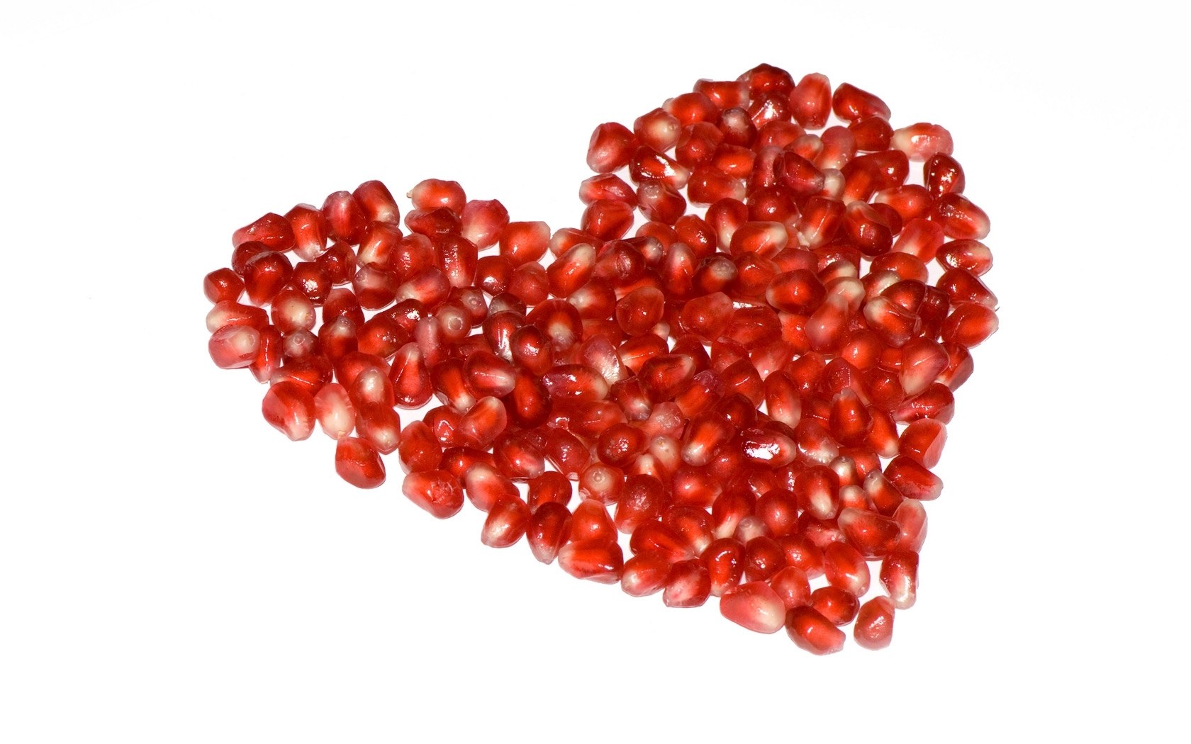 Pomegranate seeds in heart shape