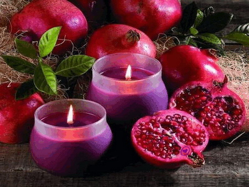 pomegranates and candles