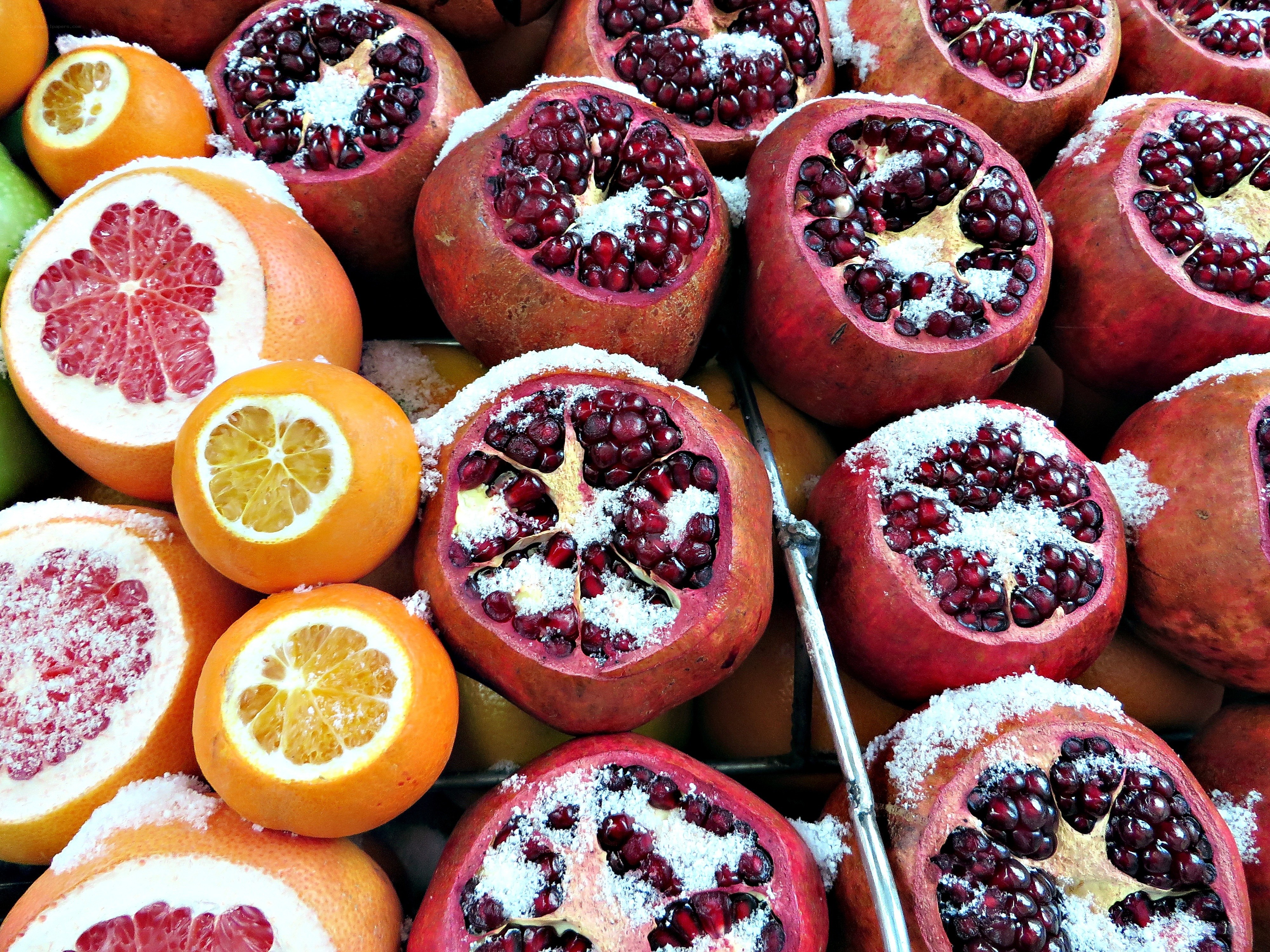 Pomegranates and citrus fruits
