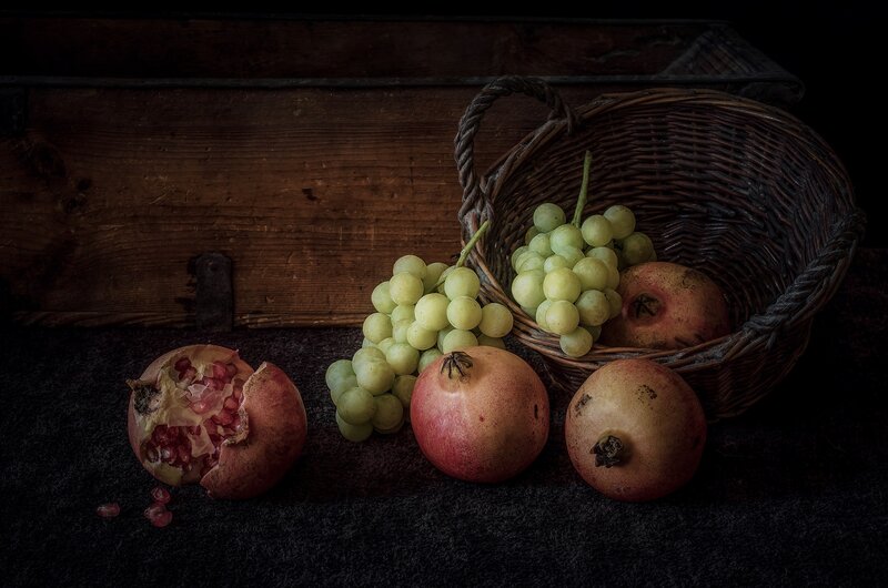 Pomegranates and Grapes — Brown