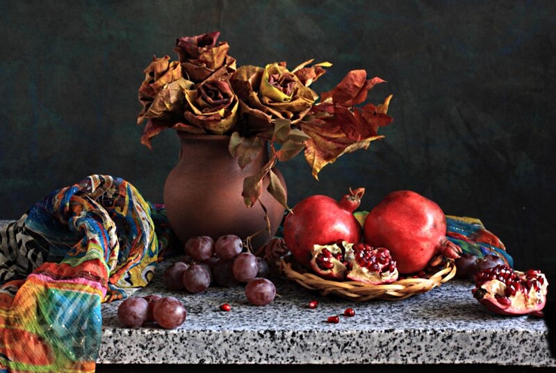 Pomegranates and Grapes