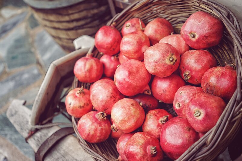 Pomegranates in a basket