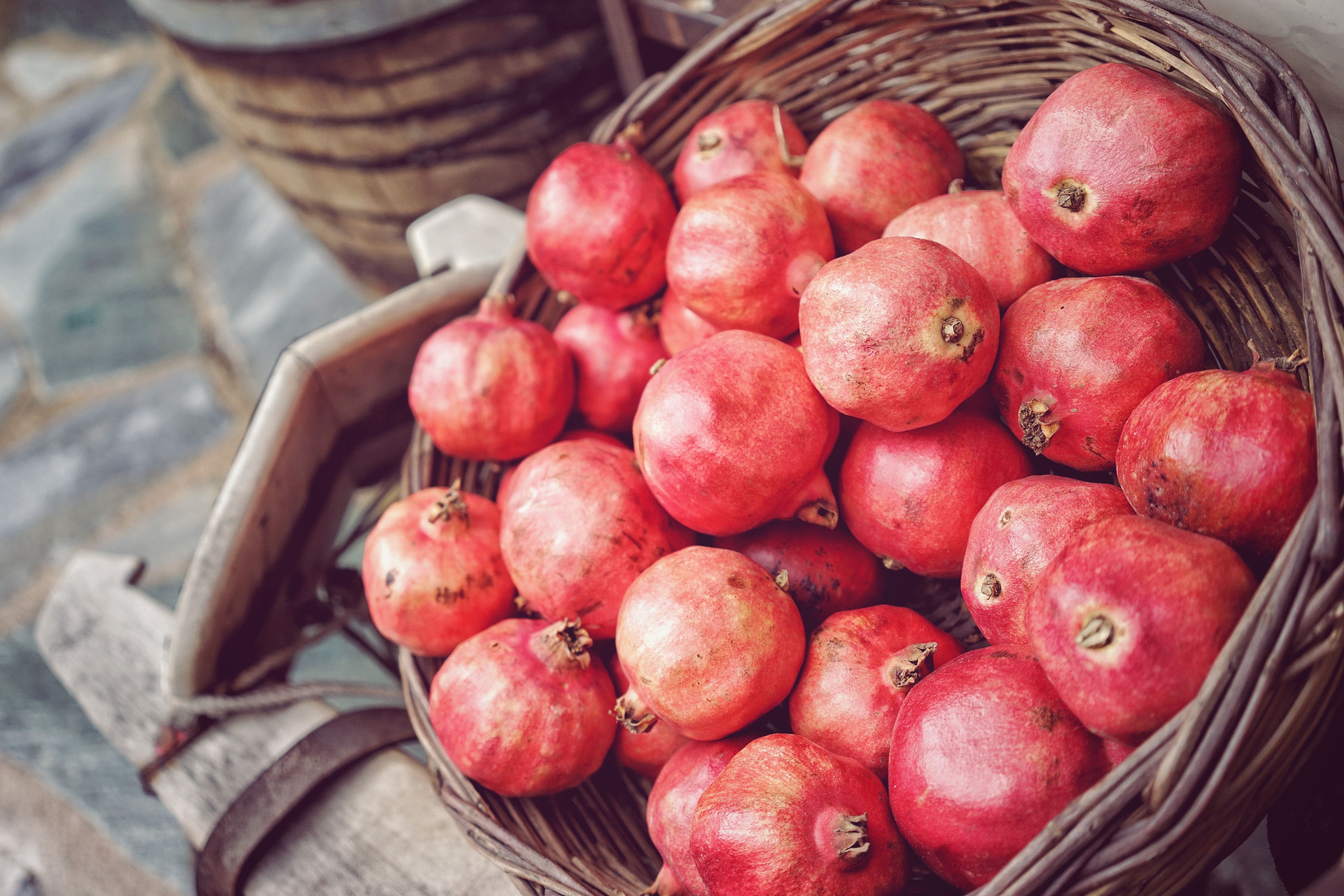 Pomegranates in a basket