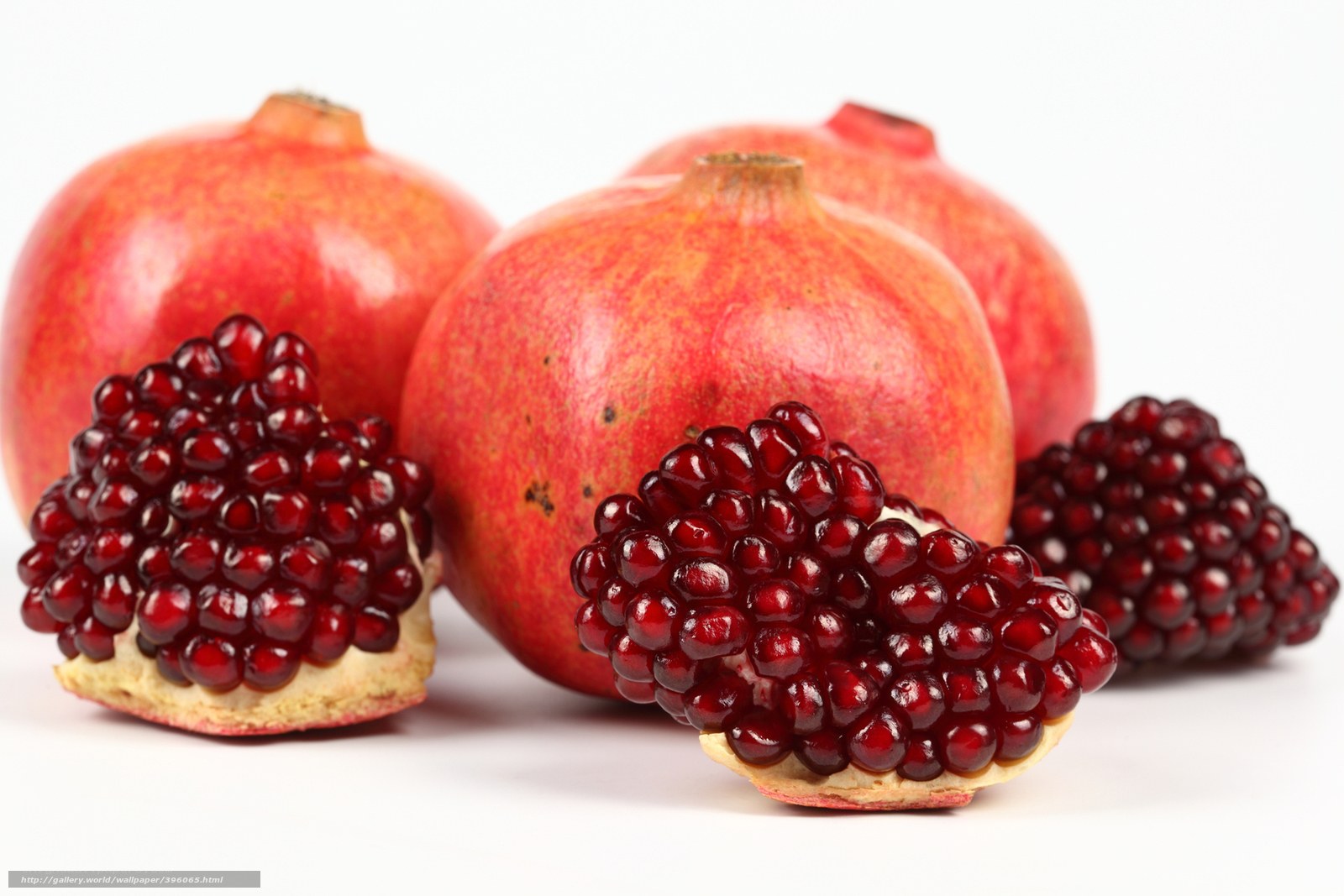 Pomegranates on white background