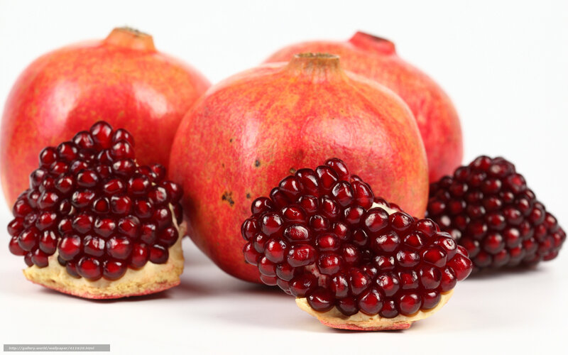 Pomegranates on White — Red