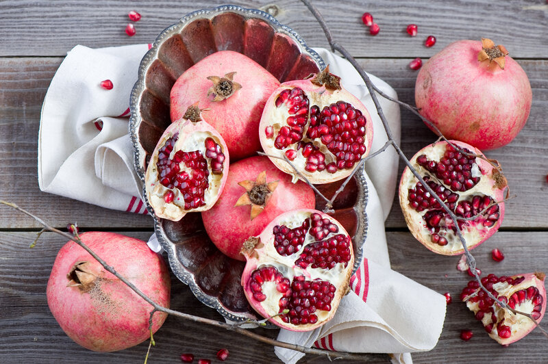Pomegranates on Wood — Red